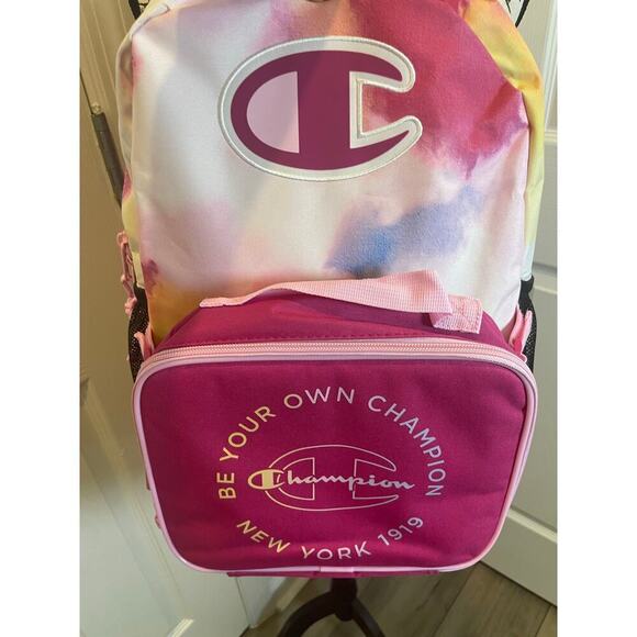 Champion Laptop Backpack with Lunch bag pink tie dye water bottles holder School - Picture 13 of 15